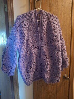 Handmade Purple Granny Square Cardigan